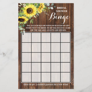 Prospectus 14 Cm X 21,6 Cm Sunflowers Ouest Vert Douche Bingo Carte de jeu