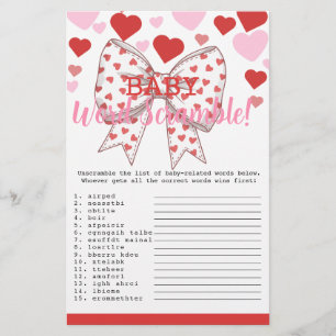 Prospectus 14 Cm X 21,6 Cm Sweetheart Baby Word Scramble carte de jeu pour bé