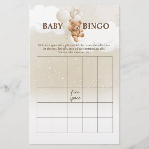 Prospectus 14 Cm X 21,6 Cm Teddy Bear BINGO Baby shower Games Circulaire