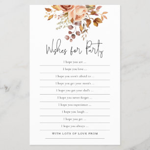 Prospectus 14 Cm X 21,6 Cm Terracotta Florals Souhaits pour Baby shower Jeu