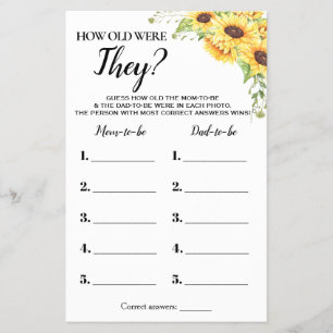 Prospectus 14 Cm X 21,6 Cm Tournesols Quel Âge Ont-Ils Été Baby shower Carte 