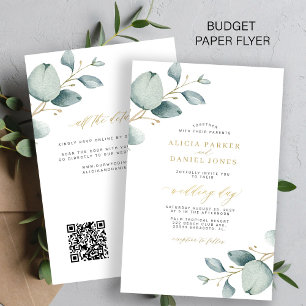 Prospectus 14 Cm X 21,6 Cm Tout en un eucalyptus QR code faire-part de mariag