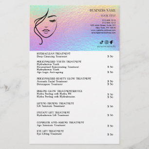 Prospectus 14 Cm X 21,6 Cm TRAITEMENTS DU VISAGE Brochure de salon de beauté