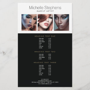 Prospectus 14 Cm X 21,6 Cm Trio photo moderne pour maquillage Artistes Tarifs