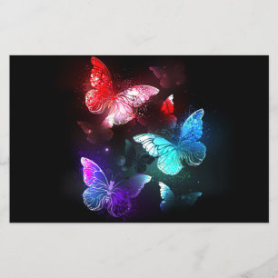 Prospectus 14 Cm X 21,6 Cm Trois papillons brillants sur l'arrière - plan de 