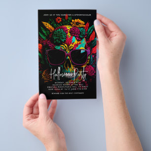 Prospectus 14 Cm X 21,6 Cm Tropical Floral Skull Halloween Party Invitation
