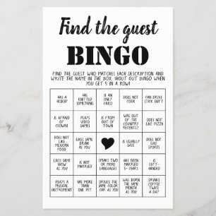 Prospectus 14 Cm X 21,6 Cm Trouvez la carte de jeu de Bingo Invité