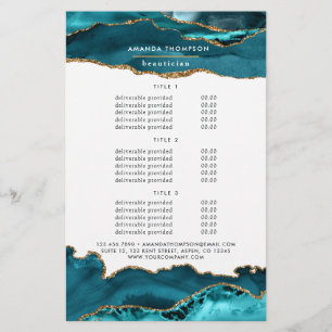Prospectus 14 Cm X 21,6 Cm Turquoise - Turquoise et Gold Agate Stone Services