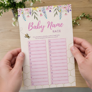 Prospectus 14 Cm X 21,6 Cm Un jeu de douche pour le nom de bébé abeille rose