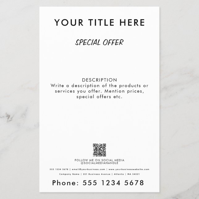 Prospectus 14 Cm X 21,6 Cm Vente promotionnelle professionnelle Code QR (Devant)