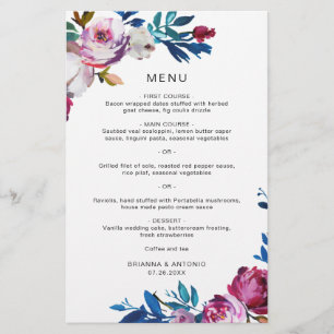 Prospectus 14 Cm X 21,6 Cm Vibrant Floral Moderne Budget Mariage Menu