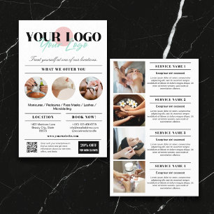 Prospectus 14 Cm X 21,6 Cm Vos services de logo Salon de beauté Marketing