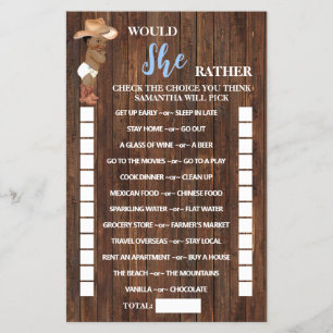 Prospectus 14 Cm X 21,6 Cm Voudrait-Elle Une Carte De Jeu Baby shower Cowboy 