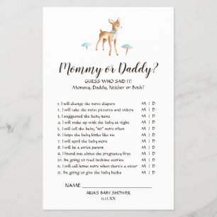 Prospectus 14 Cm X 21,6 Cm Watercolor Boy Deer sur White maman ou papa jeu