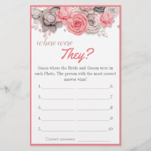 Prospectus 14 Cm X 21,6 Cm Where were They? Bridal Shower Game Card