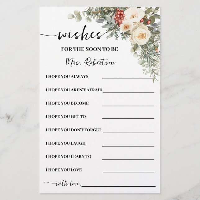 Prospectus 14 Cm X 21,6 Cm Wishes for Soon to be Mrs Winter Shower Card (Devant)