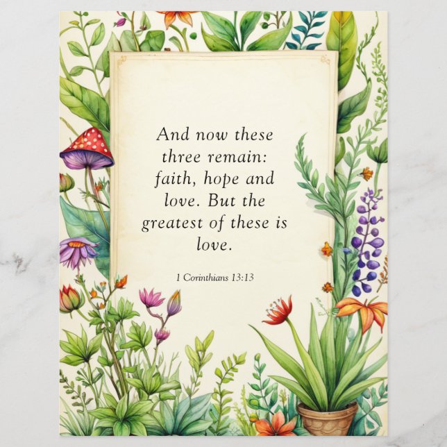 Prospectus 21,6 Cm X 24,94 Cm 1 Corinthiens 13:13 Bible chrétienne Verse (Devant)