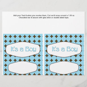Prospectus 21,6 Cm X 24,94 Cm 2 Blue Baby Shower Favor Custom Candy Bar Wrappers