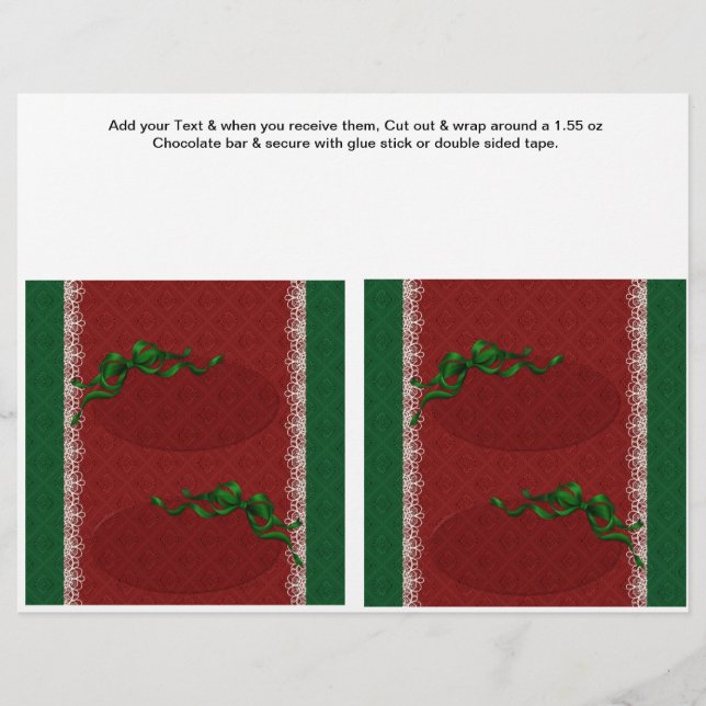 Prospectus 21,6 Cm X 24,94 Cm 2 Hérsheks personnalisés de Noël Candy Bar Wrapper (Devant)