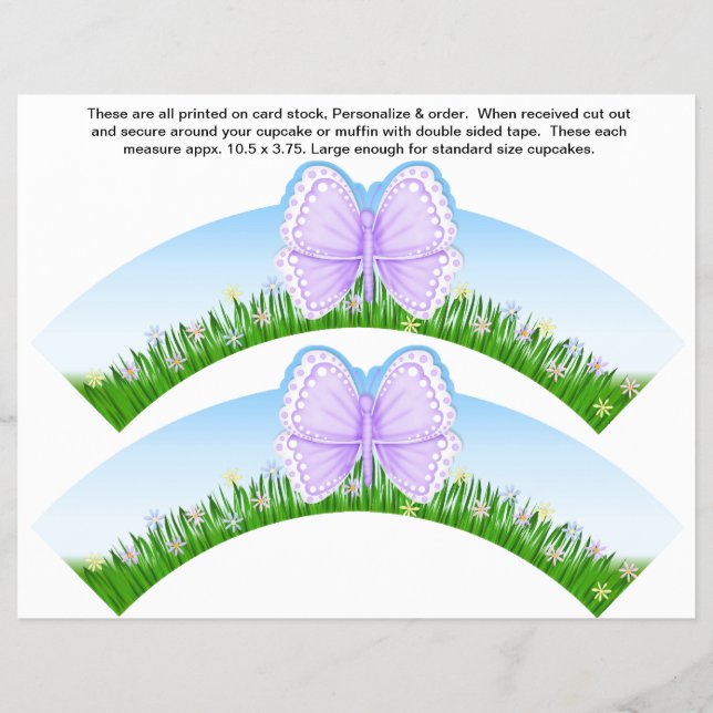 Prospectus 21,6 Cm X 24,94 Cm 2 Papillons Anniversaire Personnaliser Cupcake Wra (Devant)