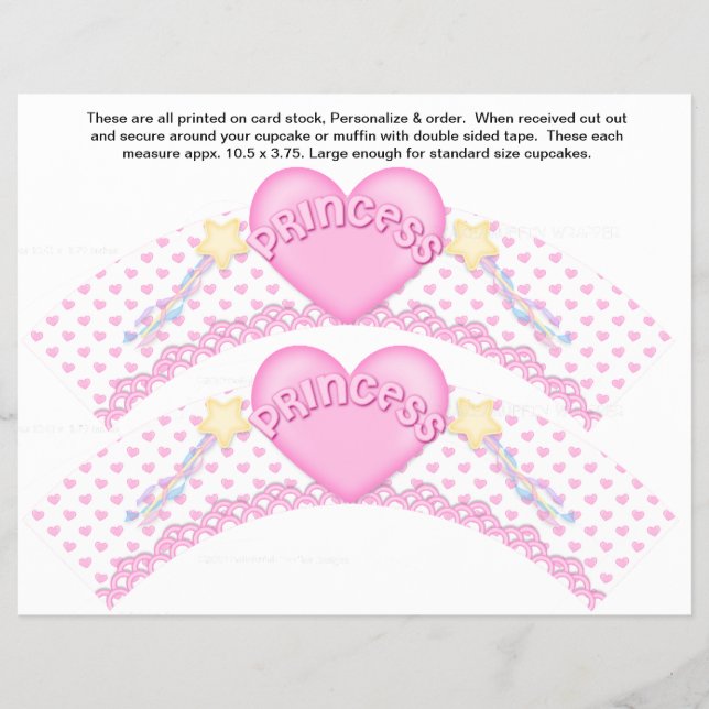 Prospectus 21,6 Cm X 24,94 Cm 2 Pink Princess Embrasseurs de Cupcake personnalis (Devant)