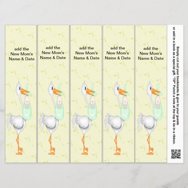Prospectus 21,6 Cm X 24,94 Cm 5 par Signet feuille Faveurs pour Baby shower part (Devant)