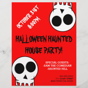 Prospectus 21,6 Cm X 24,94 Cm Affiche d'annonce de soirée Halloween Maison Hanté