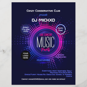 Prospectus 21,6 Cm X 24,94 Cm Affiche de concert de musique et de danse DJ