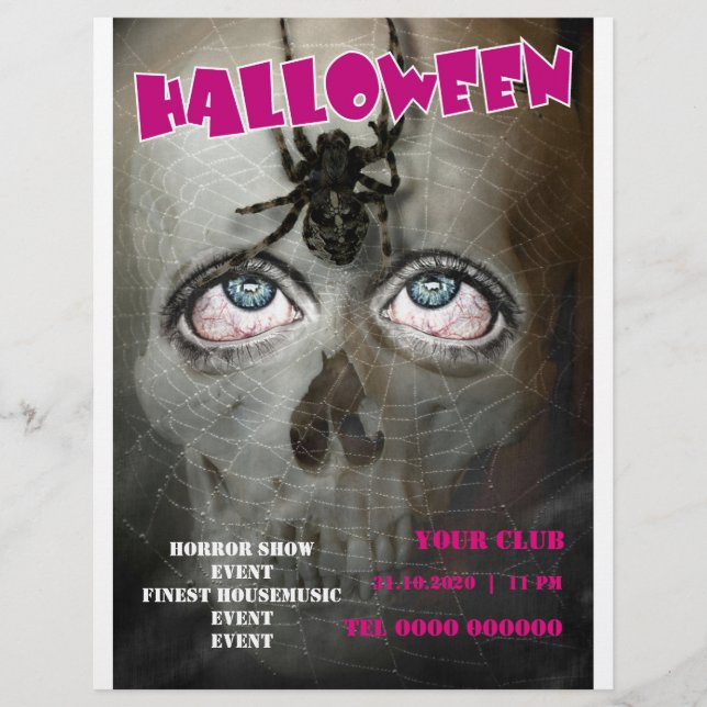 Prospectus 21,6 Cm X 24,94 Cm affiche de flyer halloween crâne (Devant)
