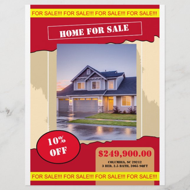 Prospectus 21,6 Cm X 24,94 Cm Affiche de flyer pour la vente de maison (Devant)