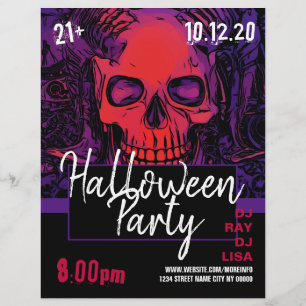 Prospectus 21,6 Cm X 24,94 Cm Affiche de l'événement de la fête d'Halloween Skul