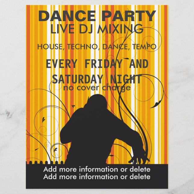 Prospectus 21,6 Cm X 24,94 Cm Affiche de musique de DJ en live pour soirée dansa (Devant)
