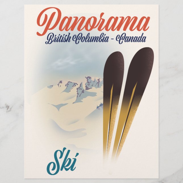 Prospectus 21,6 Cm X 24,94 Cm Affiche de ski Panorama Colombie-Britannique Canad (Devant)