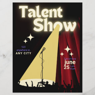 Prospectus 21,6 Cm X 24,94 Cm Affiche de spectacle de talents, Affiche de specta