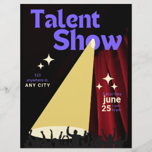 Prospectus 21,6 Cm X 24,94 Cm Affiche de spectacle de talents, Affiche de specta