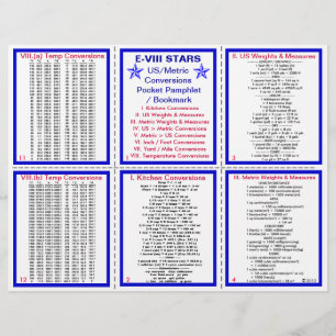 Prospectus 21,6 Cm X 24,94 Cm Aide-mémoire de conversions métriques / US E-8