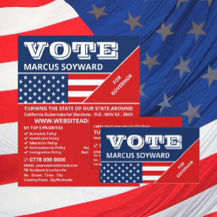 Prospectus 21,6 Cm X 24,94 Cm American Flag Design, Campagne politique Advert