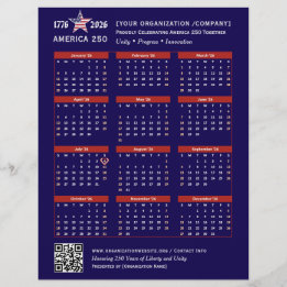 Prospectus 21,6 Cm X 24,94 Cm Amérique 250 Patriotic Blue 2026 Calendrier Keepsa