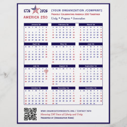 Prospectus 21,6 Cm X 24,94 Cm Amérique 250 Patriotic Blue 2026 Calendrier Keepsa