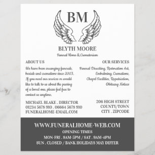 Prospectus 21,6 Cm X 24,94 Cm Angel Wings, Funeral Home, Directeurs
