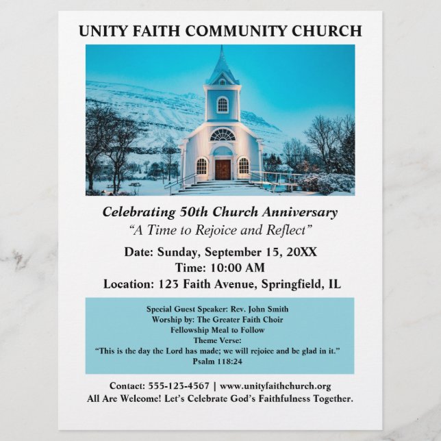 Prospectus 21,6 Cm X 24,94 Cm Anniversaire de l'église (Devant)