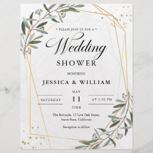 Prospectus 21,6 Cm X 24,94 Cm Aquarelle Olive, Verdure Mariage Gold Foliage