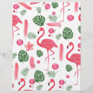 Prospectus 21,6 Cm X 24,94 Cm Aquarelle rose vert tropical flamingo florale