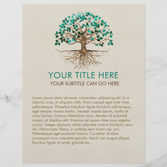 Prospectus 21,6 Cm X 24,94 Cm Arbre de vie - Yggdrasil - Feuilles malachites  (Devant)