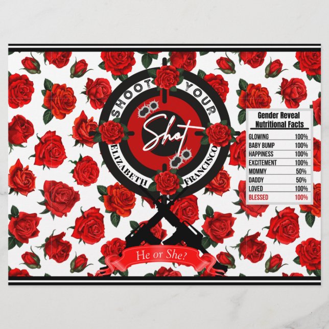 Prospectus 21,6 Cm X 24,94 Cm Armes à feu ou Roses Révélation de genre | Couvert (Devant)