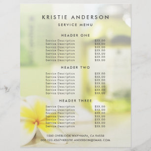 Prospectus 21,6 Cm X 24,94 Cm Aromathérapie Spa - Liste des prix des massages