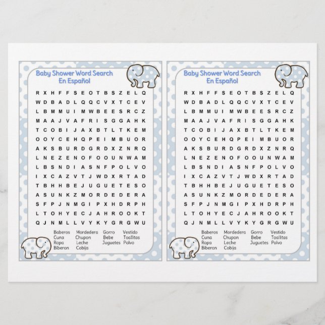Prospectus 21,6 Cm X 24,94 Cm Baby Shower word search Spanish (Devant)