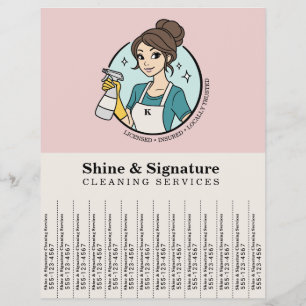 Prospectus 21,6 Cm X 24,94 Cm Bandes à détacher Flyer de Pink Maid Cleaning Serv