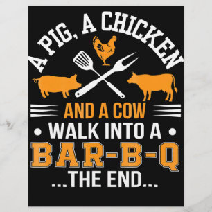 Prospectus 21,6 Cm X 24,94 Cm BBQ   BBQ Lover Pig Chicken Cow Walk Into bar BBQ
