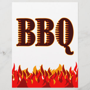 Prospectus 21,6 Cm X 24,94 Cm BBQ Red Flames Custom Flyer Template